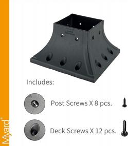 img 1 attached to Myard PNP114040 4X4 Post Base Cover Skirt Flange With Screws For Deck Porch Handrail Railing Support Trim Anchor (Qty 1, Black)