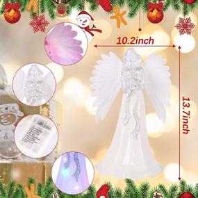 img 2 attached to Christmas Fiber Optic Tree Topper,HOHOTIME Angel Christmas Tree Topper Ornament With 8 Lighted Modes,LED Angel Tree Topper With Fiber Optic Wings For Christmas Tree Decorations - White