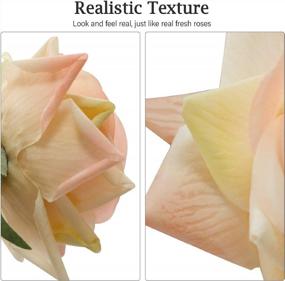 img 2 attached to Realistic And Elegant DIY Wedding Flowers: Get 12Pcs Of DIGIROOT Artificial Silk Rose Flowers In Champagne Color For Home And Party Decorations