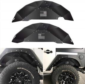 img 4 attached to Protect Your Jeep In Style: Sunluway Rear Inner Fender Liners With US Flag Logo For Wrangler JK JKU 4WD- Lightweight Aluminum Design With Splash Guard- Available Now!