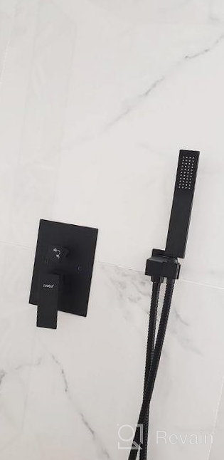 img 1 attached to Complete Matte Black Shower System With Handheld - Cobbe Shower Faucet Set Including 12 Inches Fixtures For Bathroom, Rough-In Valve Body And Trim Included review by Mike Kimball