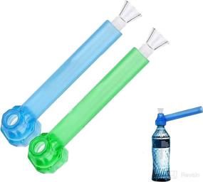 img 3 attached to 🌱 Reusable Straw Kit: 2pcs Eco-friendly Plastic and Glass Drinking Straws, Portable with Water Straw for Bottles (Green & Blue)