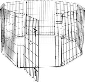 img 3 attached to Amazon Basics 60x60x30 Inches Black Metal Foldable Exercise Pet Play Pen for Dogs with Single Door