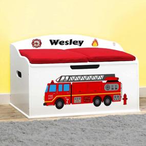 img 2 attached to Customizable Firetruck White Toy Box For Creative Kids - Dibsies Wonders