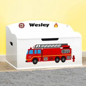 img 3 attached to Customizable Firetruck White Toy Box For Creative Kids - Dibsies Wonders