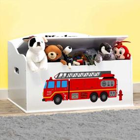img 1 attached to Customizable Firetruck White Toy Box For Creative Kids - Dibsies Wonders