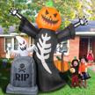 8ft halloween inflatables outdoor decorations with 7 led lights - pumpkin ghost and tombstone lighted holiday blow up yard decor for indoor/outdoor party, lawn & garden photo prop logo