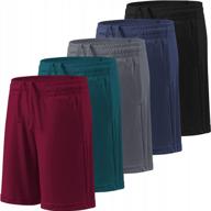 ultimate comfort and performance: balennz boy's 5-pack athletic shorts with pockets and elastic waistband logo