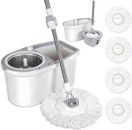 🧹 boomjoy spin mop & bucket set with wringer - easy wring floor cleaning mop, 4 microfiber replacement heads, adjustable stainless steel handle logo