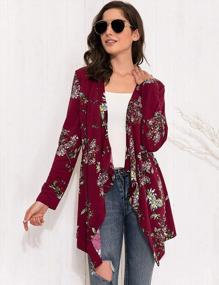 img 3 attached to Aphratti Women'S Floral Print Kimono Cardigan With Loose Wrap And Long Sleeves