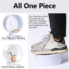 img 1 attached to Super Silent Hamster Wheel by Hi-ERA - Shatterproof One-Piece Design, Small Animal Exercise Wheel for Gerbil, Syrian & Dwarf Hamsters - 3 Placement Options (Tabletop, Cage Mount, Suction Cups) - 8.5 Inches