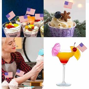 img 1 attached to 100 шт., топперы для кексов с американским флагом-мини-флаги-зубочистки США для украшения вечеринок, коктейлей, еды и тортов в честь Дня независимости, маленькие палочки для флагов ODDIER