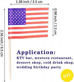 img 3 attached to 100PCS American Flag Cupcake Toppers - Mini USA Toothpick Flags For Independence Day Party Decorations, Cocktails, Food & Cake Bars - ODDIER Small Stick Flag Picks