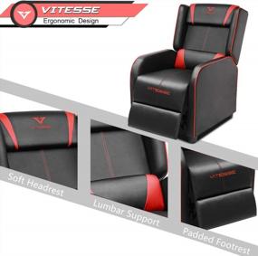 img 2 attached to Эргономичное кресло с откидной спинкой для игр в гоночном стиле, одноместное сиденье из искусственной кожи для домашнего кинотеатра с современным дизайном для гостиной или игровой комнаты (красный)