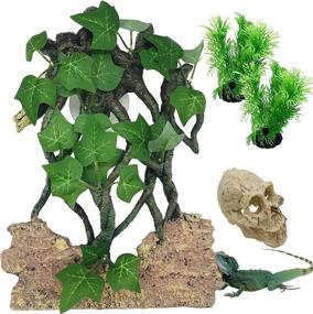 img 4 attached to 🦎 Cayway Reptile Climb Tree: Skull Hide Decorations for Terrariums, Gecko Hideouts, Aquarium Fish Tank Decorations, and More!