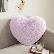 xege soft plush shaggy decorative throw pillow, 15"x17" light purple faux fur heart pillow, lilac fluffy heart shaped pillow with insert, mauve furry accent pillow for girls/women/kids gift, lavender logo