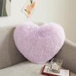 xege soft plush shaggy decorative throw pillow, 15"x17" light purple faux fur heart pillow, lilac fluffy heart shaped pillow with insert, mauve furry accent pillow for girls/women/kids gift, lavender logo