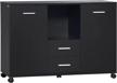 vinsetto black printer stand with 2 drawers, 2 shelves & counter surface for home office filing cabinet logo