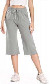 img 3 attached to Grey Capri Yoga Lounge Crop Pants For Women With Open Bottoms And Side Pockets - Size XS By Linlon