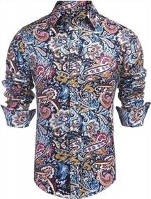 img 4 attached to Daupanzees Men'S Paisley Cotton Long Sleeve Casual Button Down Shirt