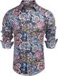 daupanzees men's paisley cotton long sleeve casual button down shirt logo