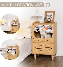 img 3 attached to 🐱 Wooden Cat Condo Bedside Table - Sturdy Luxury Large Cat Shelter Furniture with Cat Scratching Pads - MewooFun Cat House Cat Bed for Indoor Cats