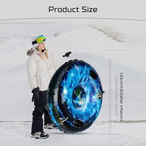 img 2 attached to JIELISI Inflatable Snow Sled For Kids & Adults - Heavy Duty 330Lb Load-Bearing Tube With Safety Handles - Durable Winter Outdoor Fun Snow Tubes.