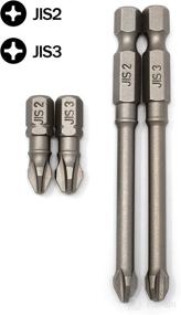 img 3 attached to RW 0059-005 JIS Screwdriver Impact Bits #2#3 Standard & Long - 1/4 Inch (Set of 4, 1 of Each) - Japanese Industrial Standard - High Impact Performance