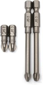 img 4 attached to RW 0059-005 JIS Screwdriver Impact Bits #2#3 Standard & Long - 1/4 Inch (Set of 4, 1 of Each) - Japanese Industrial Standard - High Impact Performance