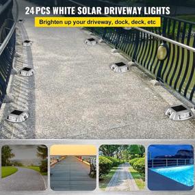 img 3 attached to 24-Pack Bright White Solar Driveway Lights With Screw - Waterproof Wireless Dock Lights For Path Warning, Garden, Walkway, Sidewalk, And Steps - 6 LED Solar Deck Lights By Happybuy