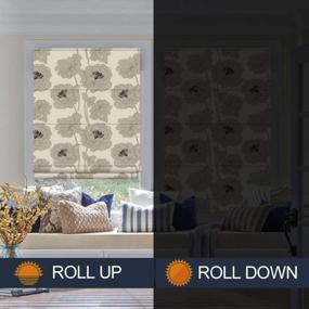 img 1 attached to Premium Blackout Roman Shades With Grey Floral Design - Customizable And Washable For Windows And Doors