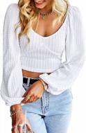 stylish and chic: topmelon's women's backless long sleeve crop tops with puff sleeves logo