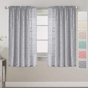 img 3 attached to Semi Sheer Textured Linen Blended Curtains With Pompom Detail For Bedroom Living Room - Rod Pocket Window Drapes, Privacy And Light Reducing, 52" W X 63" L - Grey