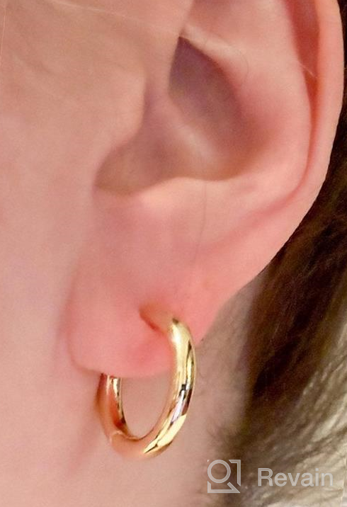 img 1 attached to 14K Gold Small Chunky Huggie Hoop Earrings for Women, Stainless Steel Mini Big Hoop Earrings for Girls review by Kim Marshall