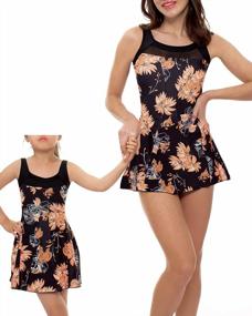 img 4 attached to Match In Style: YOLIPULI Mesh Retro Swimdress Set For Mother And Daughter