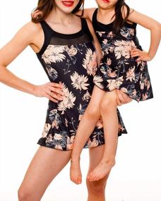 img 2 attached to Match In Style: YOLIPULI Mesh Retro Swimdress Set For Mother And Daughter