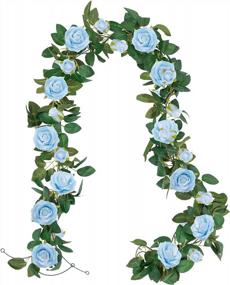 img 4 attached to Enhance Your Home And Garden Decor With U'Artlines 3-Piece Artificial Rose Vine Garland Set In Beautiful Blue Color