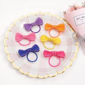 img 1 attached to BBGifts 50PCS Tiny Baby Hair Ties with Stripe Bows, 2 Inch Baby 🎀 Bows Elastic Hair Ties, 25 Pairs Soft Ponytail Holders Hair Accessories for Infant Girl