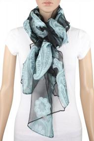 img 2 attached to Прозрачный шарф Burnout, вечерняя накидка для женщин, шаль с вышитым узором пейсли от Achillea