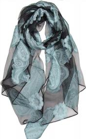 img 4 attached to Прозрачный шарф Burnout, вечерняя накидка для женщин, шаль с вышитым узором пейсли от Achillea