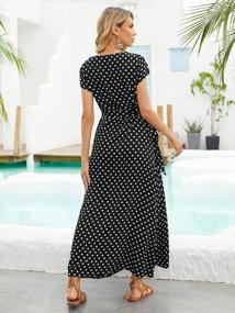 img 2 attached to 🌸 STYLE DOME Women's Polka Dot Maxi Dress - Casual V-Neck Boho Wrap Floral Split Beach Party Long Dresses for Summer