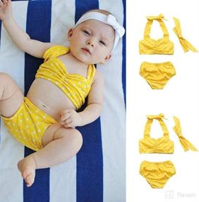 img 3 attached to 👶 Cute Polka Dot Baby Girl Bikini Set with Headband - Stylish Toddler Swimwear