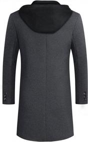 img 3 attached to ICKER Men's Winter Wool Blend Trench Coat Jacket Overcoat Long Top Coat Warm Pea Coat