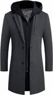 icker men's winter wool blend trench coat jacket overcoat long top coat warm pea coat logo