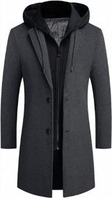 img 4 attached to ICKER Men's Winter Wool Blend Trench Coat Jacket Overcoat Long Top Coat Warm Pea Coat