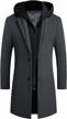 icker men's winter wool blend trench coat jacket overcoat long top coat warm pea coat logo
