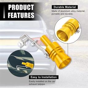 img 1 attached to X AUTOHAUX 2Pcs XL Size Aluminum Alloy Universal Turbo Sound Exhaust Muffler Pipe Whistle Car Roar Maker Gold Tone