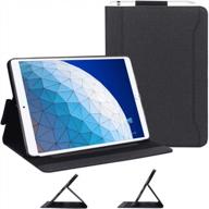canvas multi-angle viewing stand folio case with pencil holder and card holders for ipad air 3 10.5" 2019/ ipad pro 10.5 2017 by skycase in black logo