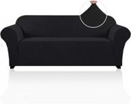 простыня на растяжку для дивана: одно ширмшотное покрытие на трехместный диван - эластичное дно, мягкая и прочная защита от животных (диван, черный) логотип