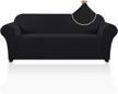 stretch sofa slipcover: 1 piece cover for 3 cushion couch - elastic bottom, soft & durable pet protector (sofa, black) logo